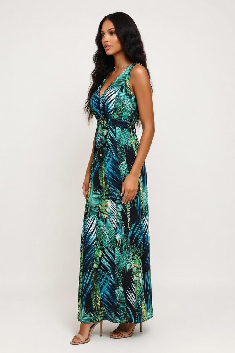 Printed Open Back Strap Dress — side view