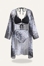 Leopard Print Three-Piece Swimsuit Set — Black Leopard