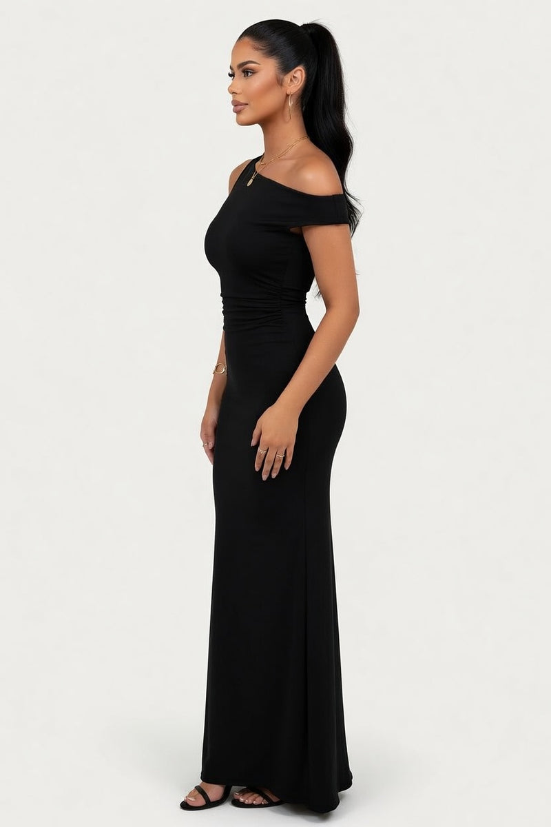 Off Shoulder Pleated Mini Dress — side view