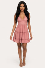 Lace Splice Cami Dress — Pink