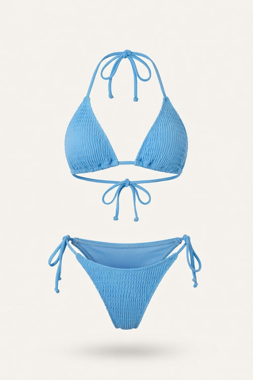 Cross-Front Bikini Set — Azure Blue