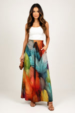 Gradient Print Wide Leg Trousers — Orange Red