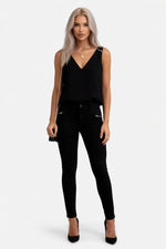Cotton Blend Camisole Tank Top — Black