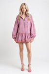 Printed V-Neck Lace Splice Dress
