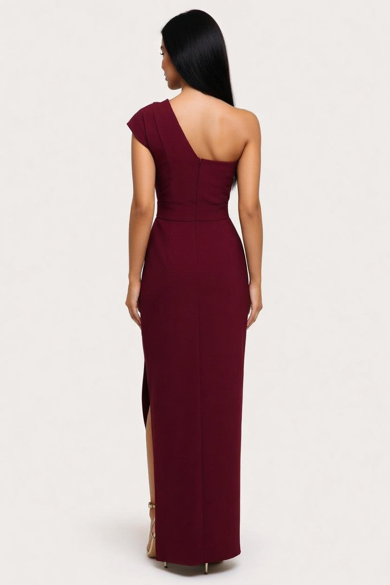 One Shoulder Split Dress — back view