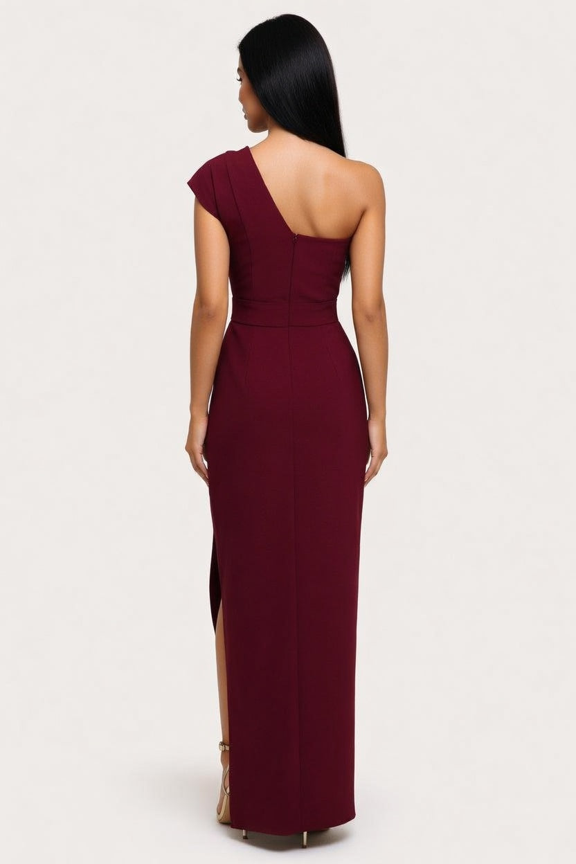 One Shoulder Split Dress — back view