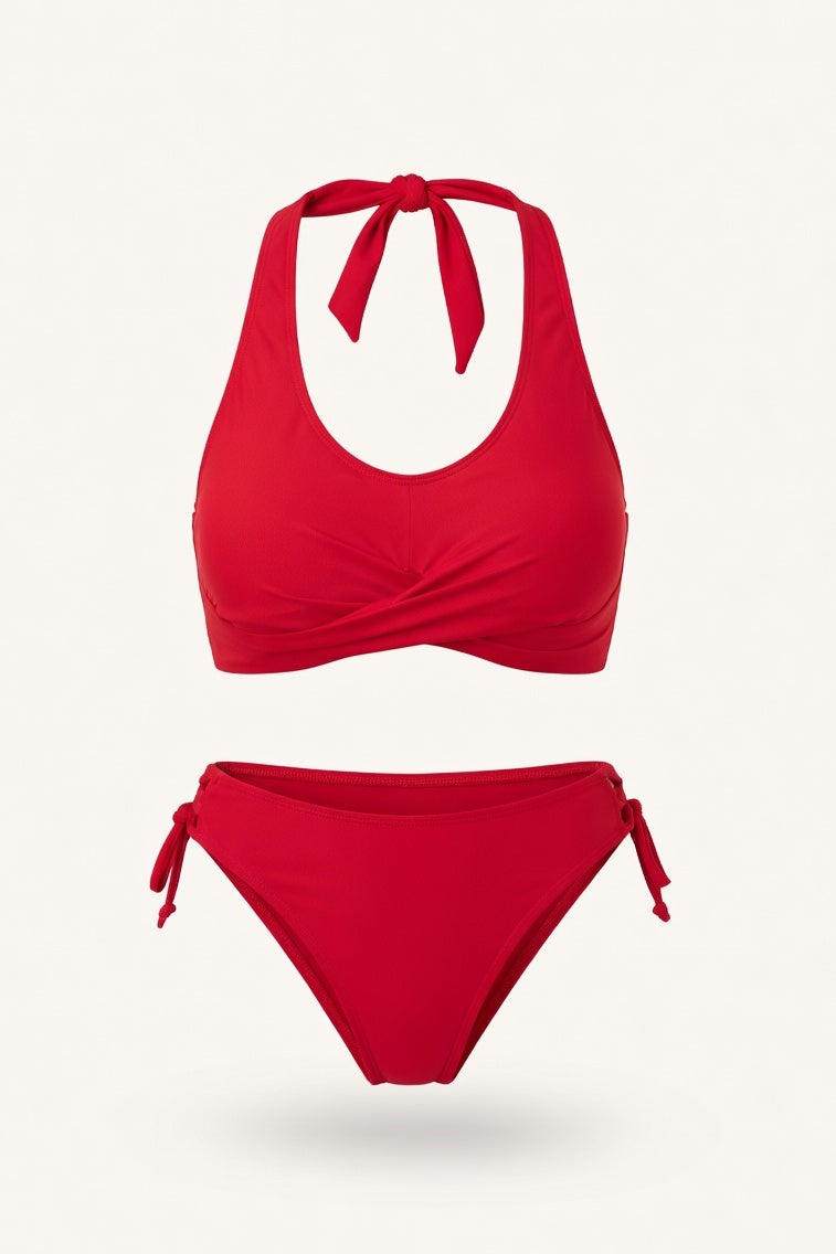 Twist Strap Bikini — Red