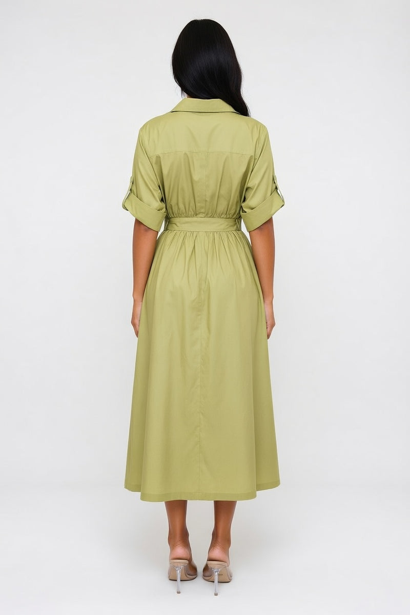 Belted Shirt Dress — back view
