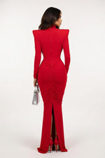 High Neck Backless Pleated Dress — back view