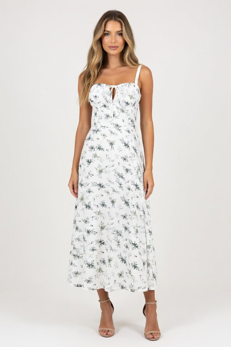 Printed Halter Maxi Dress — Green