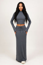 Lace-Up Co-Ord Set — Grey