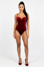 Gold Velvet Strapless Bodycon Dress — Burgundy