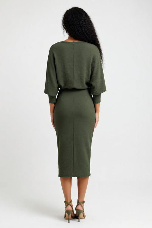 Batwing Knit Dress — back view