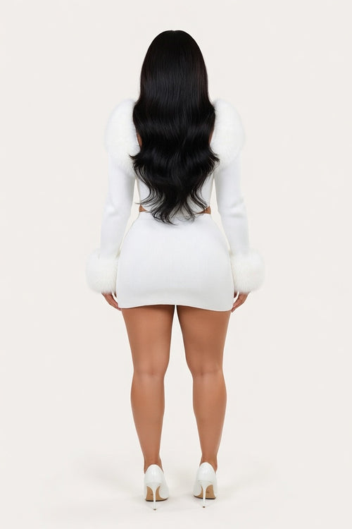 Fur Collar Co-Ord Set — back view