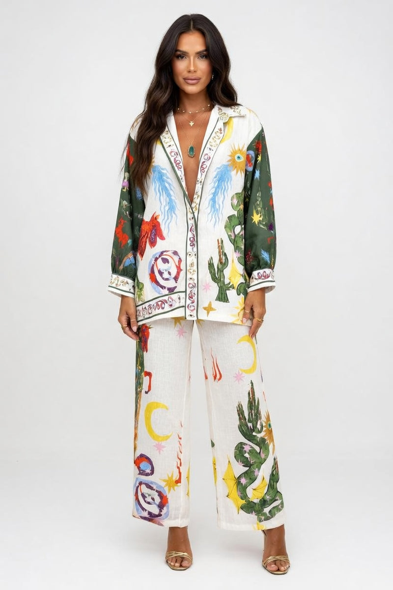 Printed Shirt & Pant Co-ord Set — front view