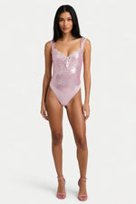 Sequined Halter Jumpsuit — Pink