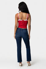 Lace Halter Top with Contrasting Trim — back view