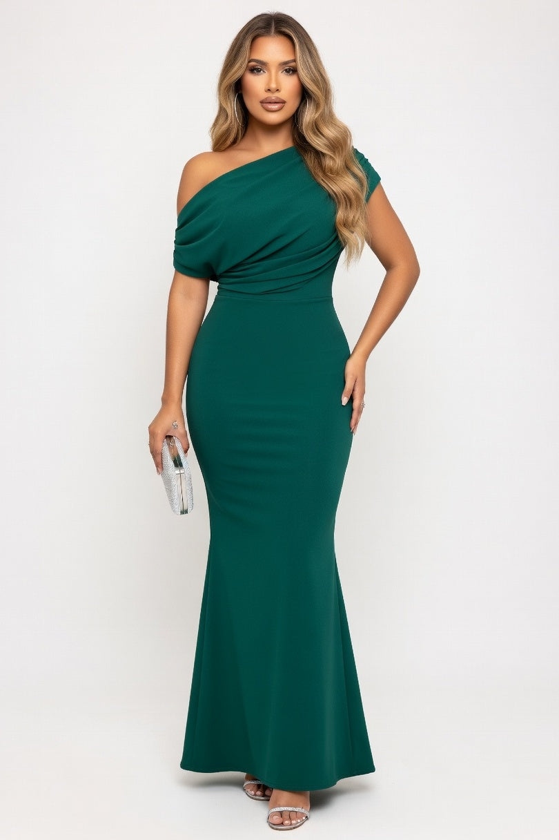 Off-Shoulder Bodycon Dress — Green