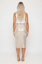 Sequin High-Waist Midi Skirt — back view
