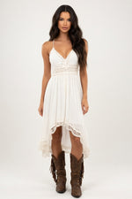 Lace Halter Midi Dress — White