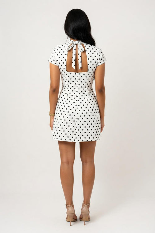 Halter Tie Polka Dot Mini Dress — back view