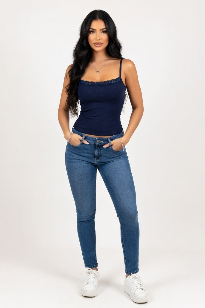 Threaded Camisole — Navy Blue