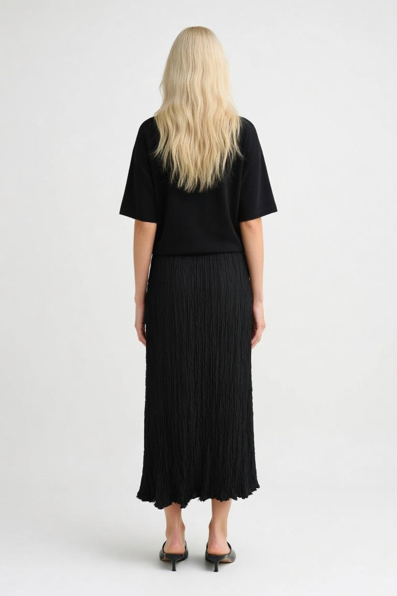 Hand-Pleated Midi Skirt — back view