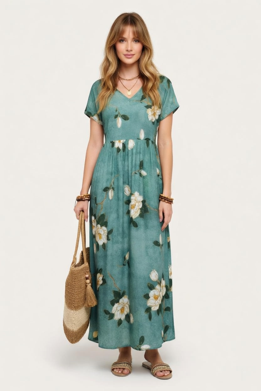 Floral Print Midi Dress — front view