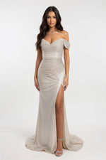 Sequin Slit Mini Dress — Silver