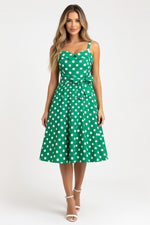 Polka Dot Halter Mini Dress — Green