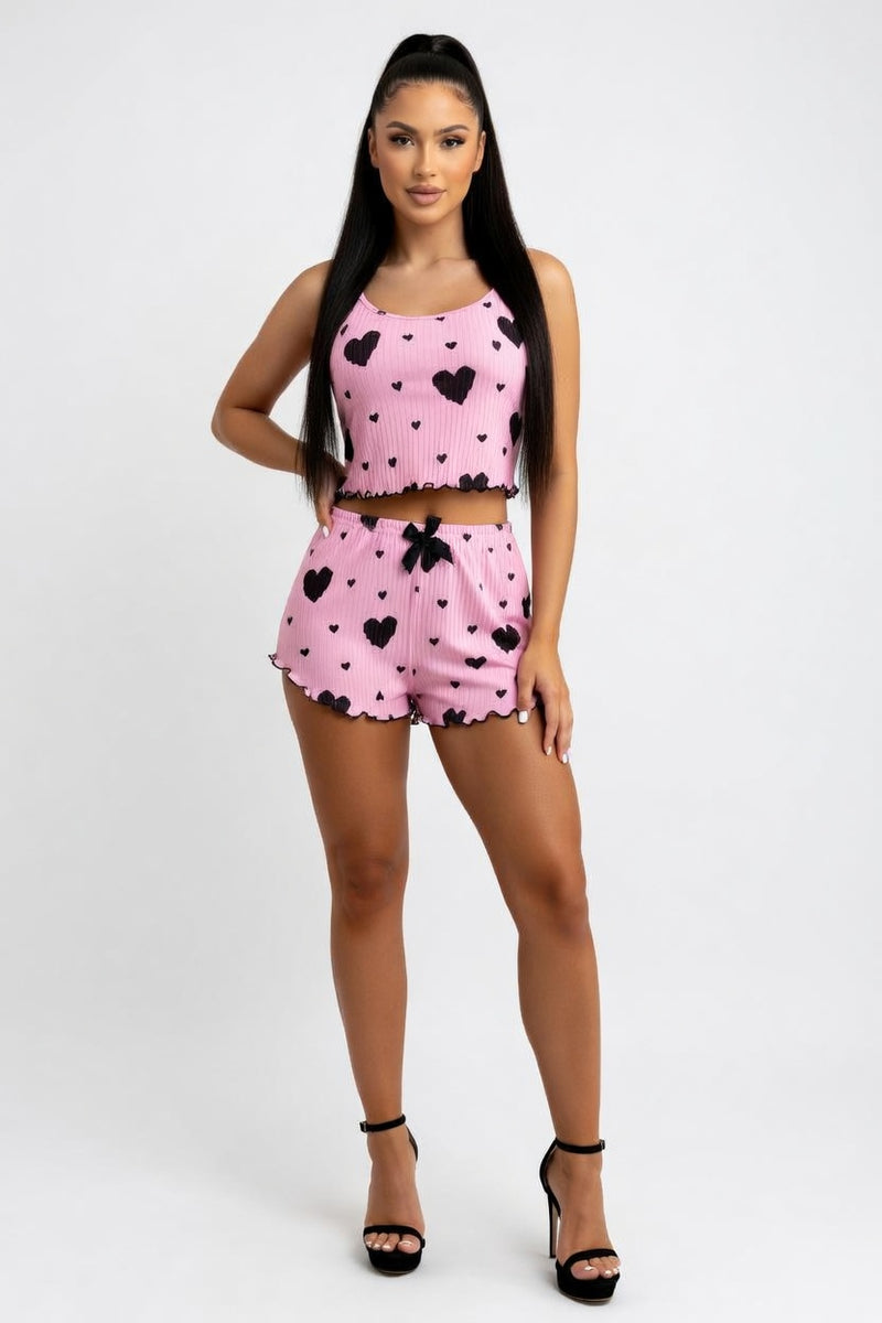 Printed Cami Short Set — front view