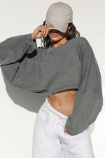 Cropped Long Sleeve Top — Light Grey — colour variant