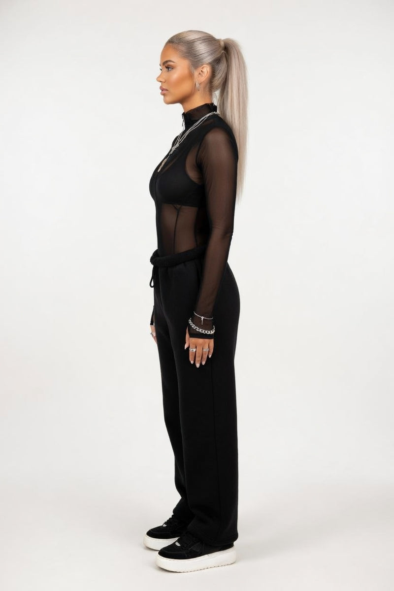 Sheer Mesh Half Turtleneck Top — side view