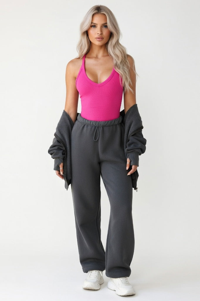 Ribbed Knit Vest — Rose Red
