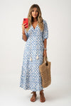 Printed V-Neck Midi Dress
