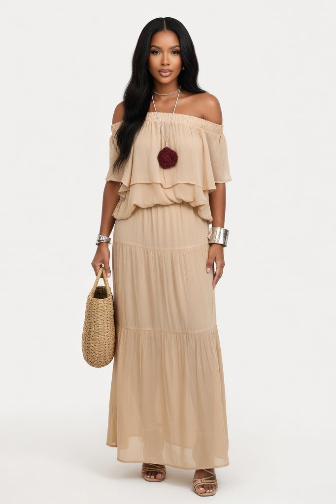 One-Shoulder Midi Dress — Yellow