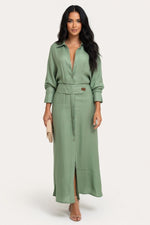 Belted Maxi Dress — Green