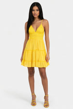 Lace Splice Cami Dress — Yellow