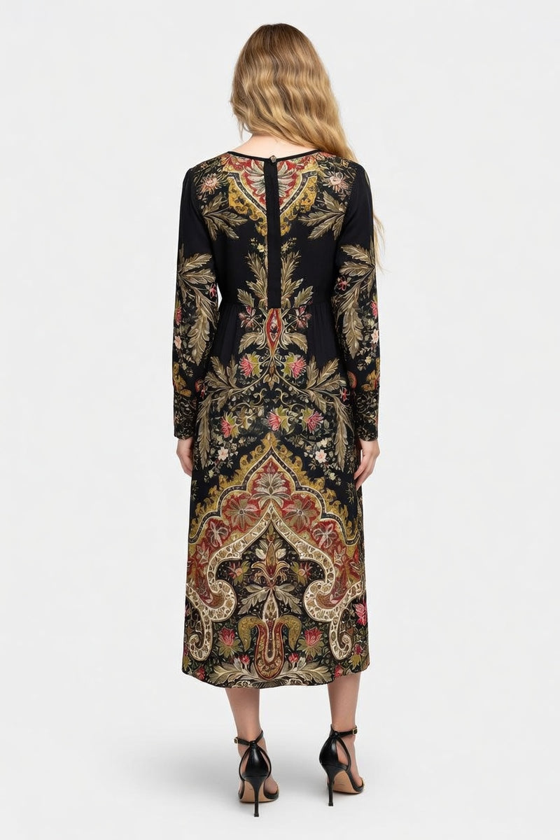 Printed Shirt Dress with Pockets — back view