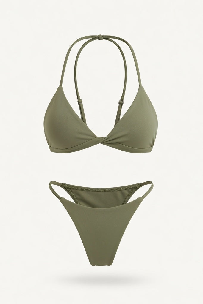 Solid Two-Piece Bikini — Dark Green