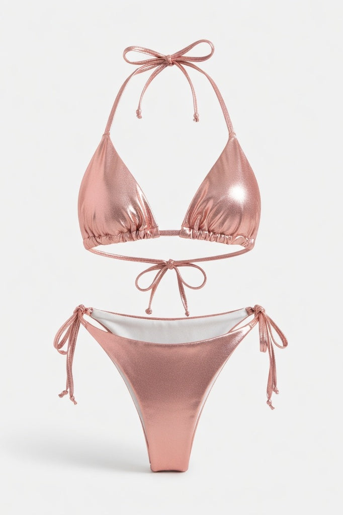 Lace-Up Bikini Set — Champagne