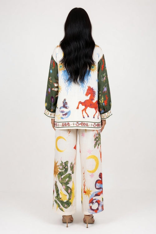 Graffiti Print Blazer Set — back view
