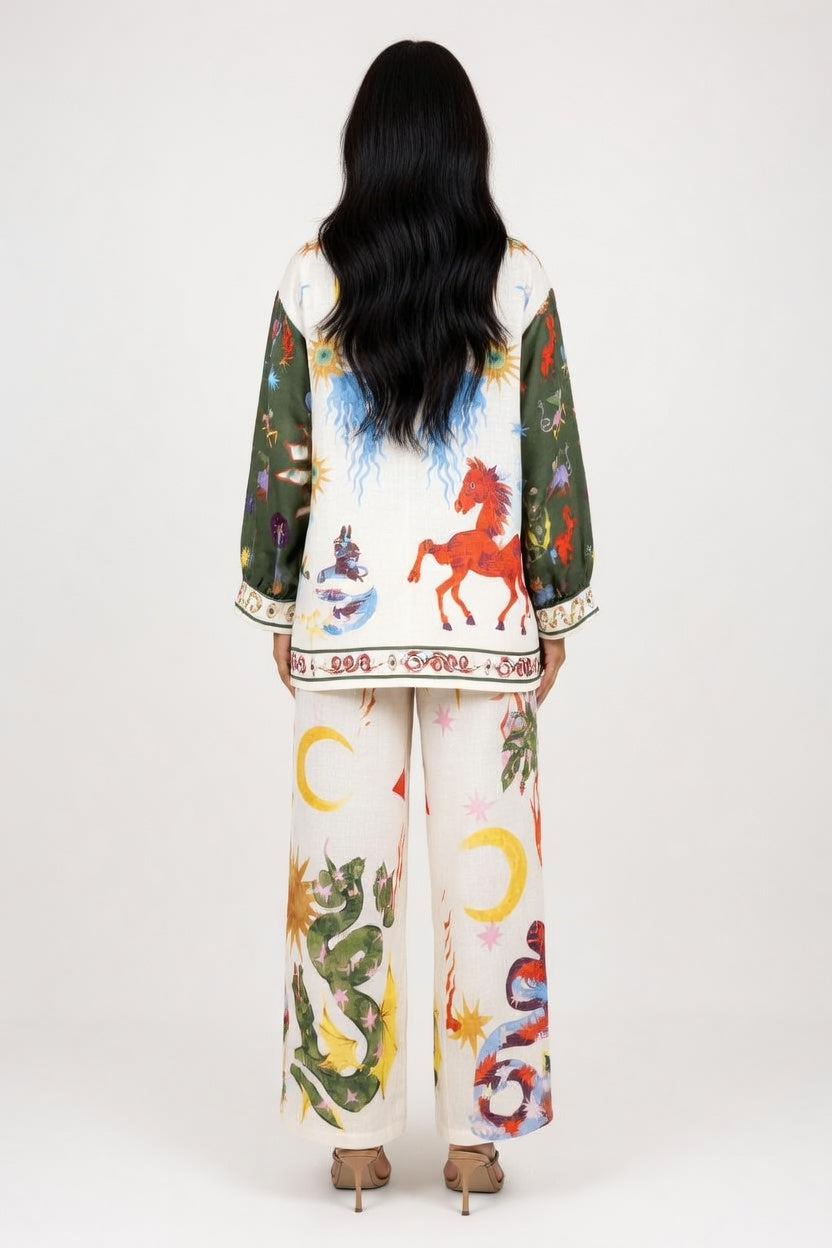 Graffiti Print Blazer Set — back view