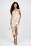 Pearl Strap Satin Dress