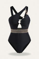 One-Shoulder Cut-Out Swimsuit — Black