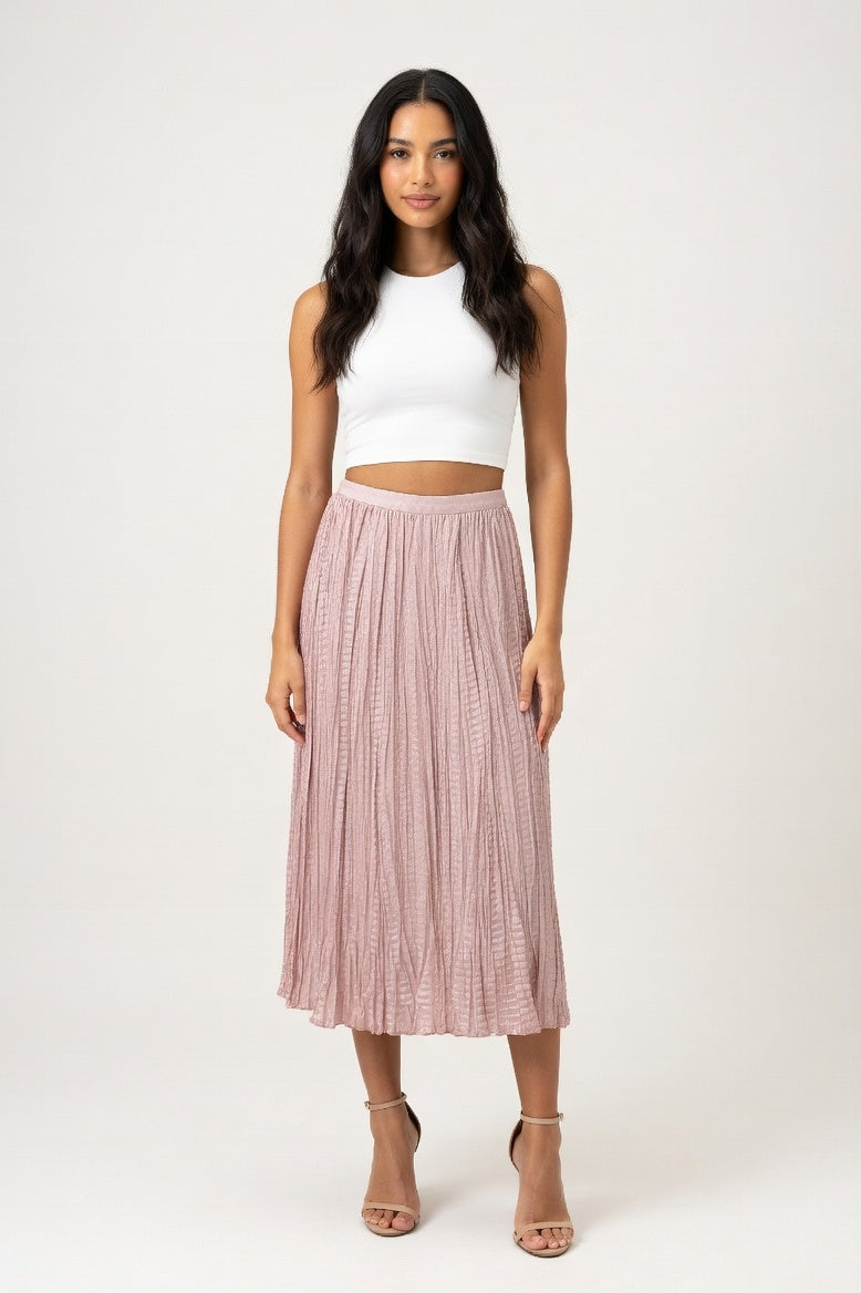 Pleated A-Line Skirt — Pink