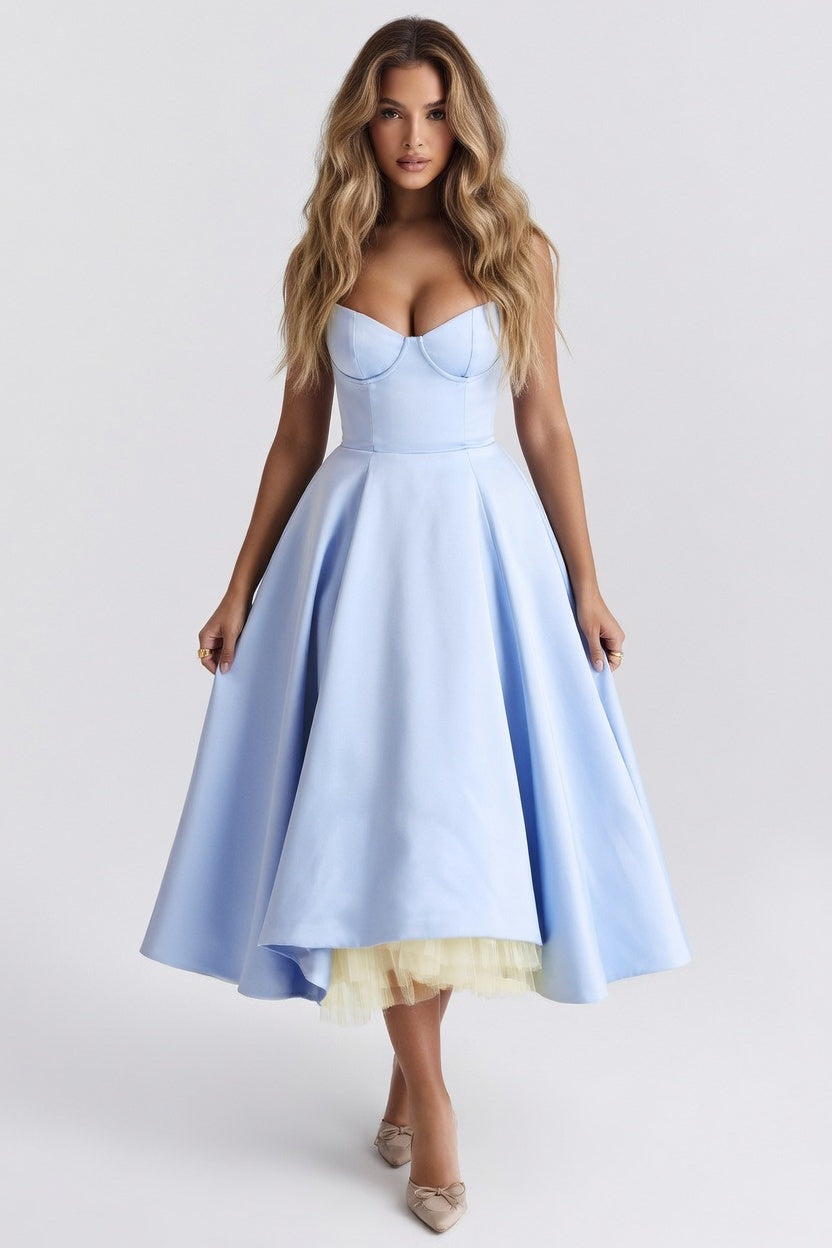 Mesh Slip Dress — Light Blue