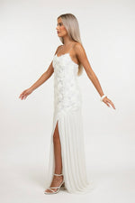 Rose Detail Ruffle Halter Dress — side view