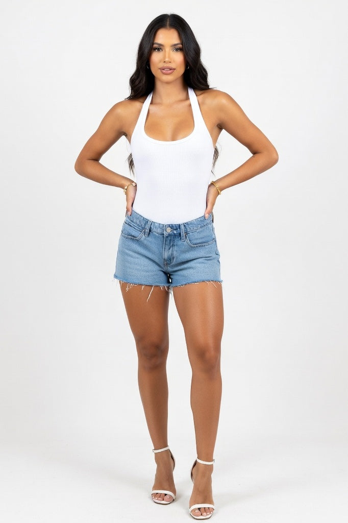 Halter Neck Viscose Top — White