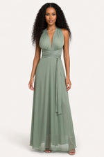 Multi-Strap Bandage Midi Dress — Grey Green